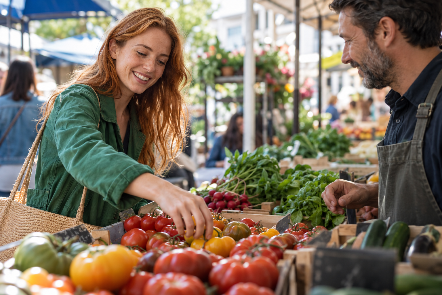 Customer discovering everyday offers at a neighborhood market