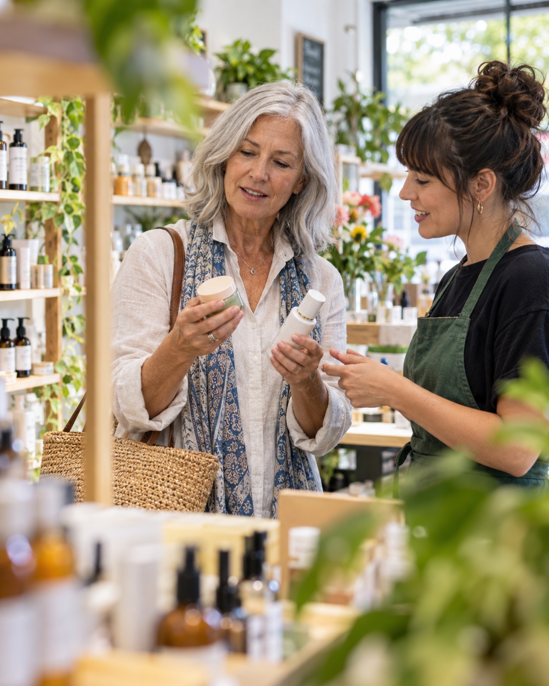 Customer exploring personal care products