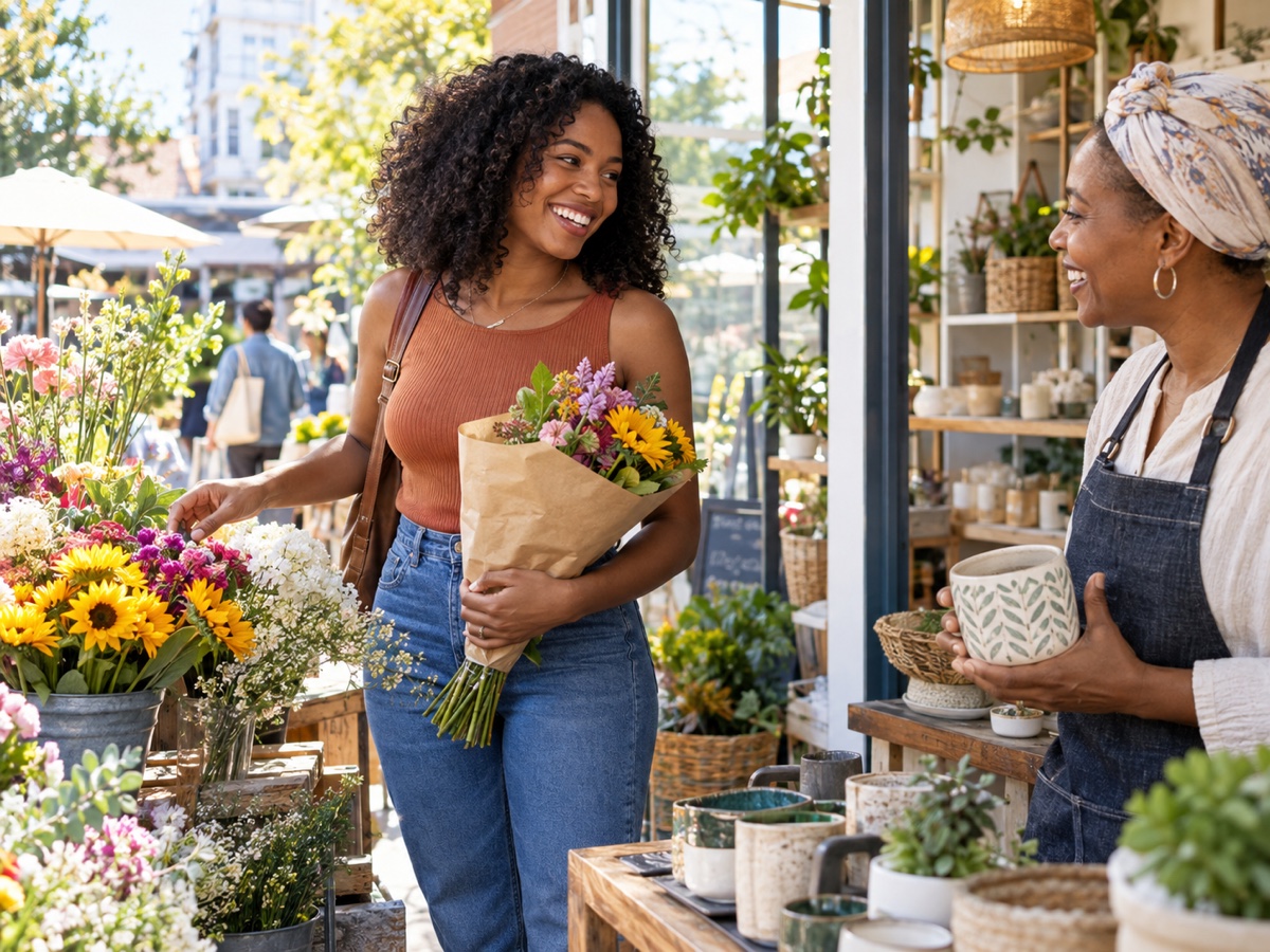 Customer discovering everyday offers at a neighborhood market