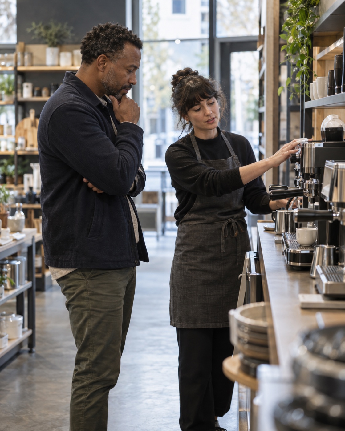 Customer exploring a design-led kitchen store