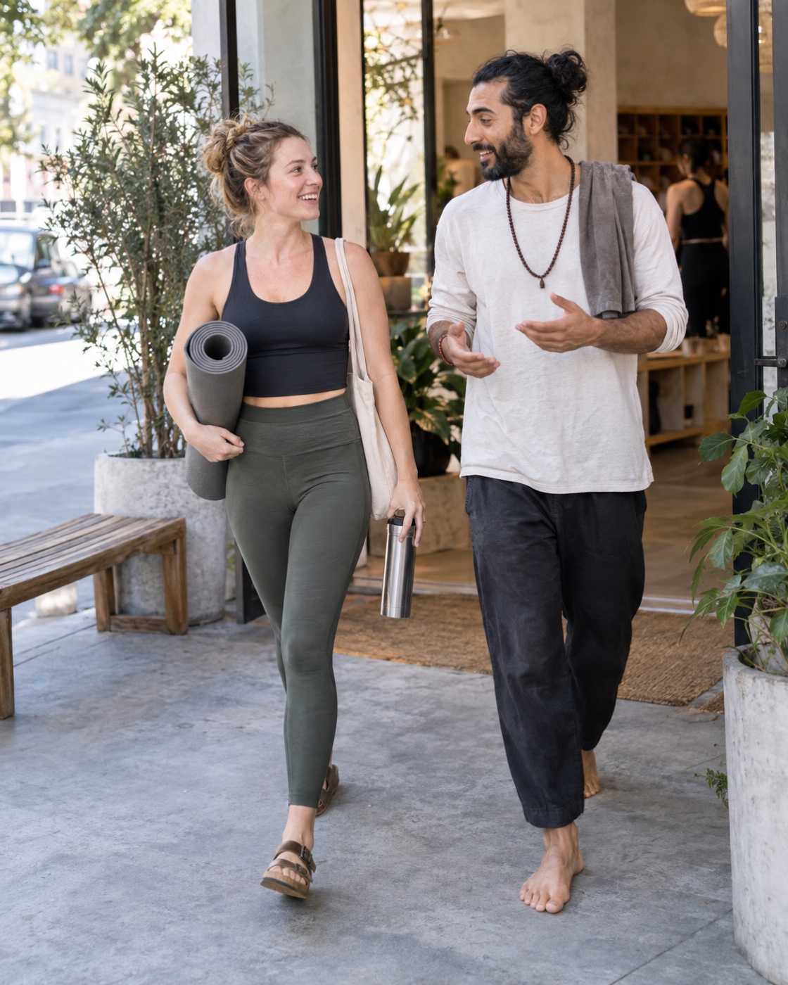 Member leaving a neighborhood wellness studio